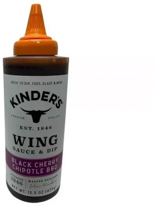 Kinder's 프리미엄 품질 블랙 체리 치폴레 BBQ 윙 소스 딥 450ml 15.5온스 병, 1개