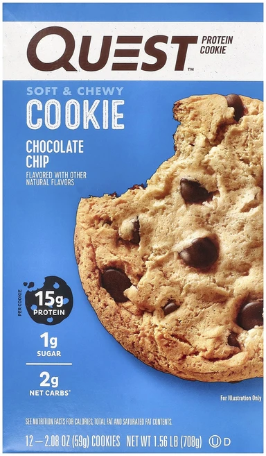 지금 곧 품절됩니다 Quest Nutrition Protein Cookie 초콜릿 칩 12개입 개당 59g(2.08oz) 서둘러주시면 감사하겠습니다, QuestNutritionProteinCookie초콜릿 - 쿠팡