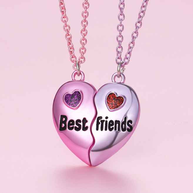 2명 우정 목걸이 하트인하트 큐빅 투톤 by 카루이