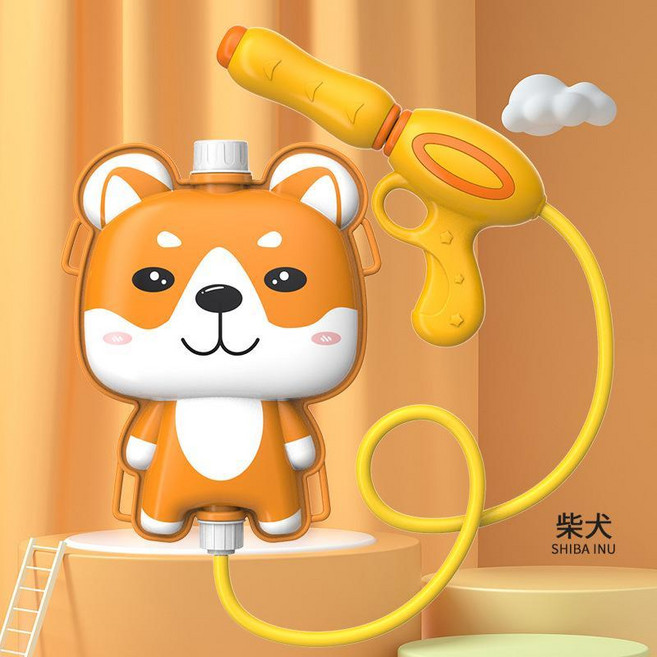 SAD 兒童揹包水槍玩具 抽拉式, 柴犬 1.0L揹包水槍, 1個