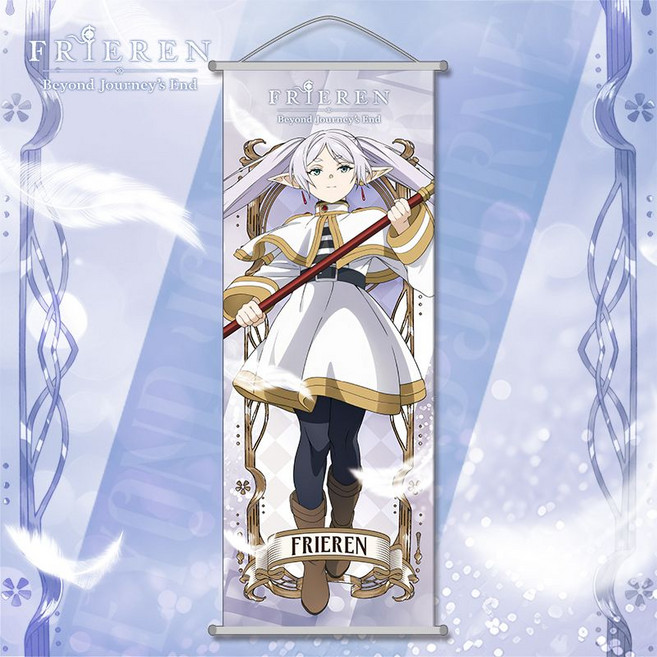 葬送的芙莉蓮 菲倫 休塔爾克 辛美爾 綢布卷軸掛畫海報, 1個, 芙莉蓮綢布掛畫70*25cm送掛鉤