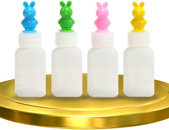 20cc 캐릭터 투약병 물약병 긴마개 말랑이 pe 토끼 (색상선택 가능), 100개, 20cc 분홍색