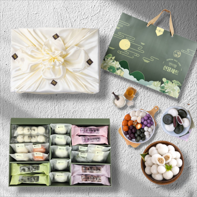 연미향 특선3호 선물세트 앙금떡 총 29개 (쇼핑백과 보자기포장 선택), 80g