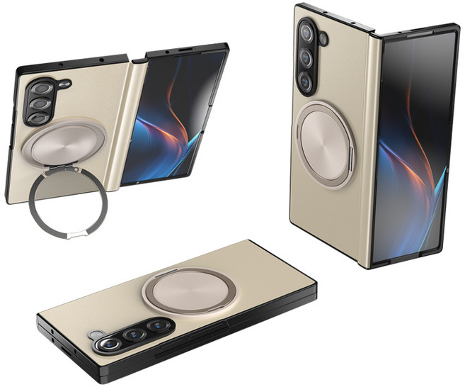 YINUO 갤럭시 Z 폴드3 4 5 6 7 힌지보호 소가죽 magsafe 360도 각도 조절이 거치대 케이스