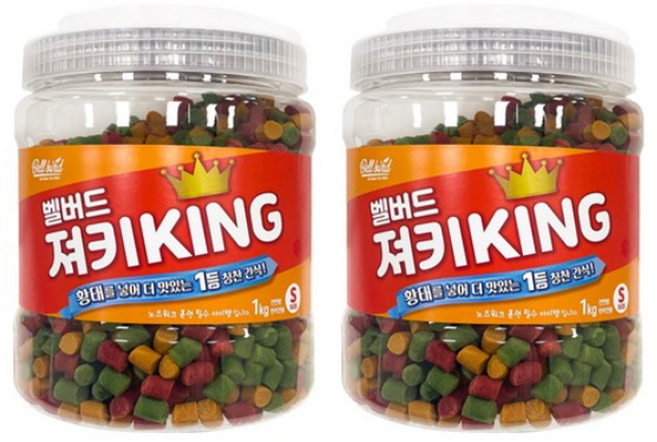 벨버드 져키킹 강아지 노즈워크 간식 M 1kg, S 혼합맛 [황태+연어+참치+오리+치즈], 12개