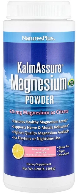 네이쳐스플러스 Kalmassure 마그네슘 분말 상쾌한 핑크 레모네이드 400mg 408g (0.90lb), 1개 - 쿠팡