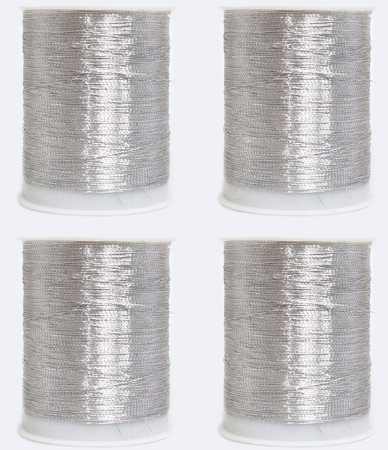 미니 금사 은사 금색실 은색실 포인트실 세트, 4개, 실버