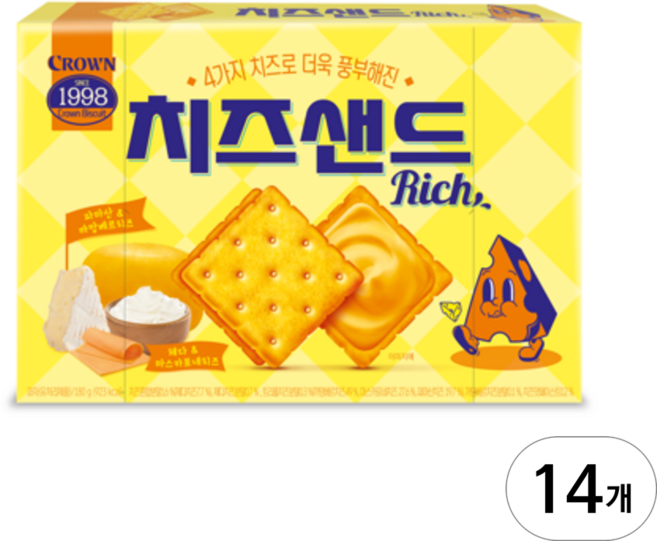 크라운 치즈샌드 리치, 14개, 180g