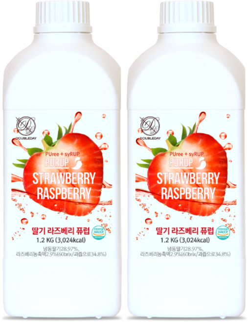 더블데이 딸기 라즈베리 퓨럽 농축액 과일 퓨레 에이드 베이스용, 1.2kg, 2개