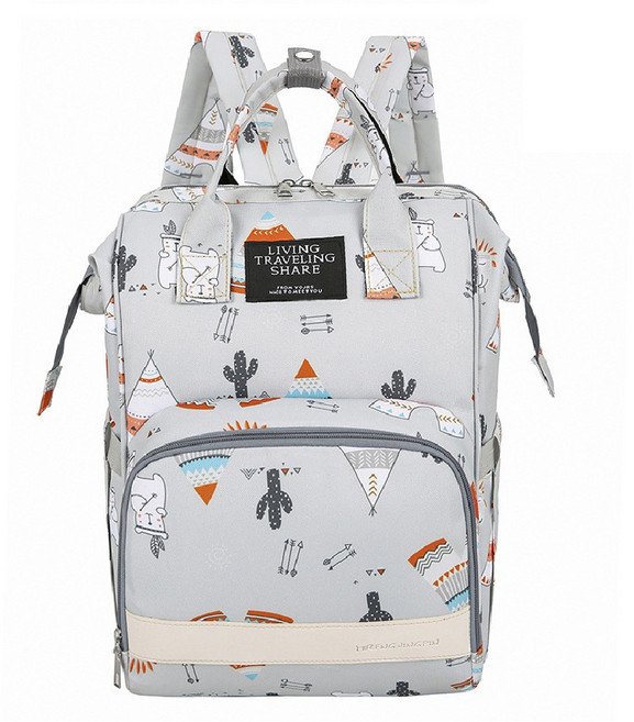 LIVING TRAVELING SHARE 多功能防水保溫後背包 尼龍雙肩包 適用旅行電腦休閒 42x25x18公分, A281灰色雪人