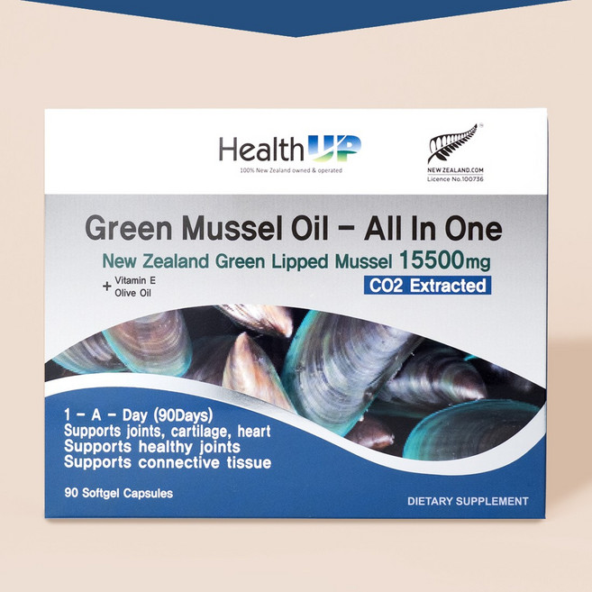 뉴질랜드 초록입홍합 오일 헬스업 그린머슬 15500 90캡슐, 1박스, 90정