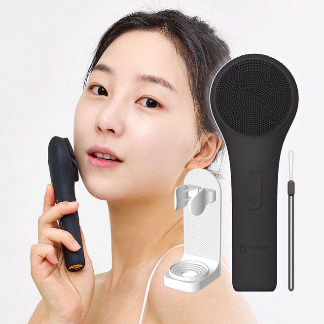 오지렌 멀티 실리콘 온열 진동클렌저, 블랙