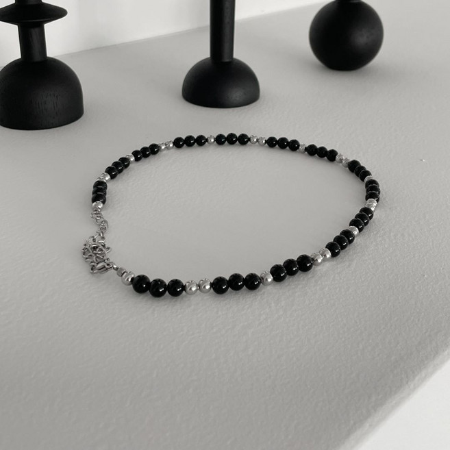 Onic 써지컬 스틸 블랙 진주 목걸이 악세사리 주얼리 남자 패션 잡화 여름