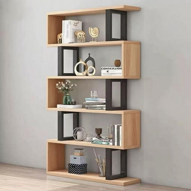 책장 5단 퍼즐 공간박스 책꽂이 수납장, 나무색