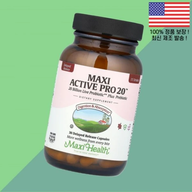 맥시 헬스 액티브 프로 20 200억 서방형 서스테인 릴리즈캡슐 30정 Maxi Health Active Pro Billion 30 Delayed Release Capsules, 1개 - 쿠팡