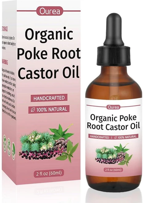 유기농 포케 루트 캐스터 오일 - 60ml(2액량 온스) 천연 림프 지원 마사지 오일 낭종 종기 유방 섬유종 림프절 부종 및 관절에 진정 완화 - 깊은 조직 드롭 - 쿠팡