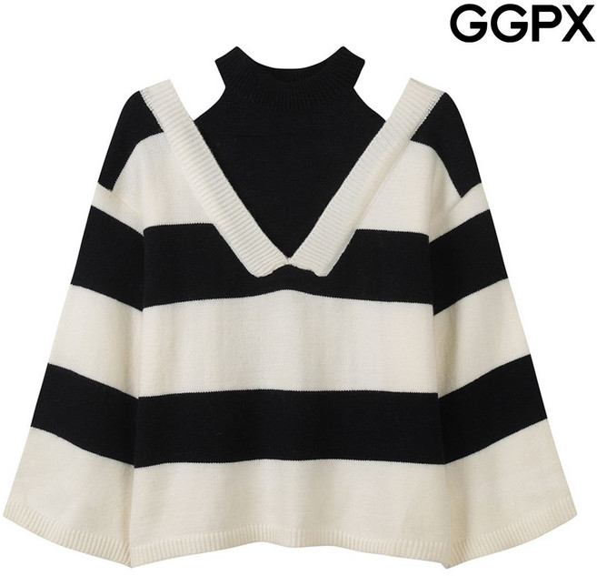 GGPX 지지피엑스 숄더 트임 아웃핏 라인 니트 GQ1KP036F YKR640 DPL875
