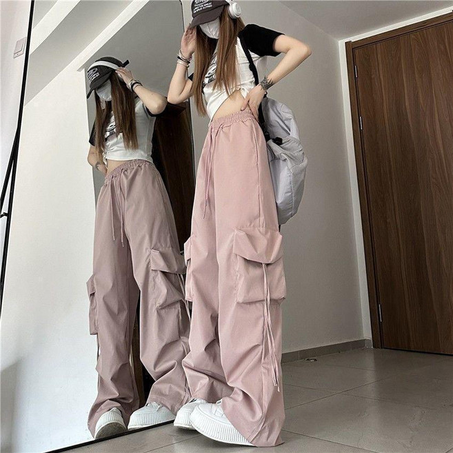 Ladyshare 韓版高腰寬鬆直筒工作褲 寬褲 長褲 休閒褲