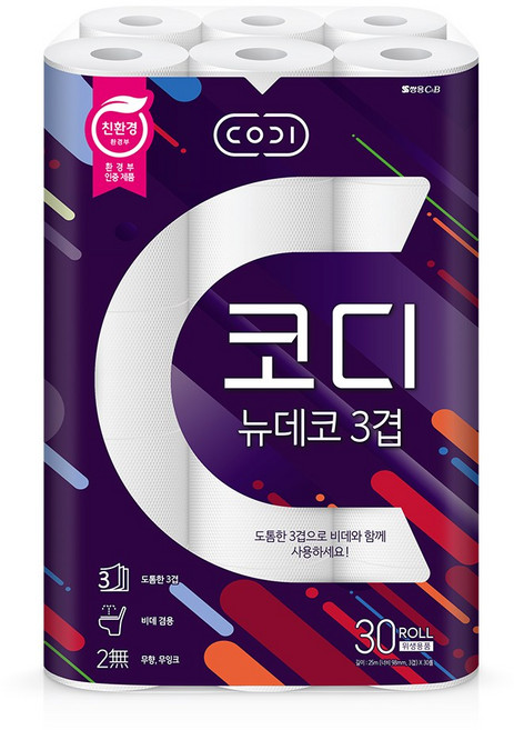 코디 뉴데코 두루마리휴지 3겹 (이중비닐포장), 1개입, 1개