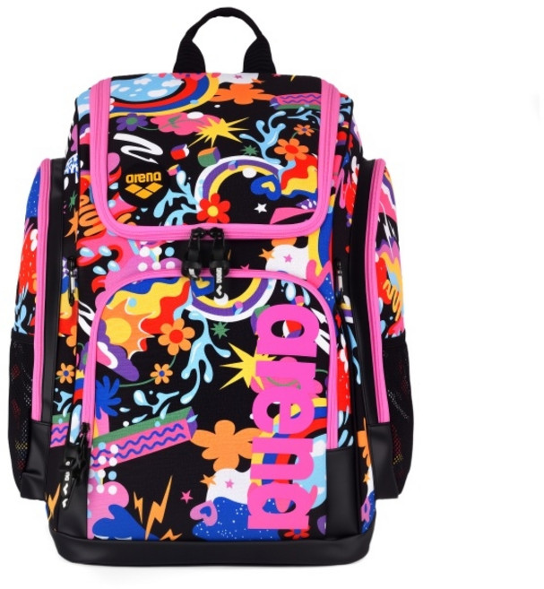 아레나 대용량 수영가방 백팩 35L ECN6307, 블랙/핑크 (BKPK)