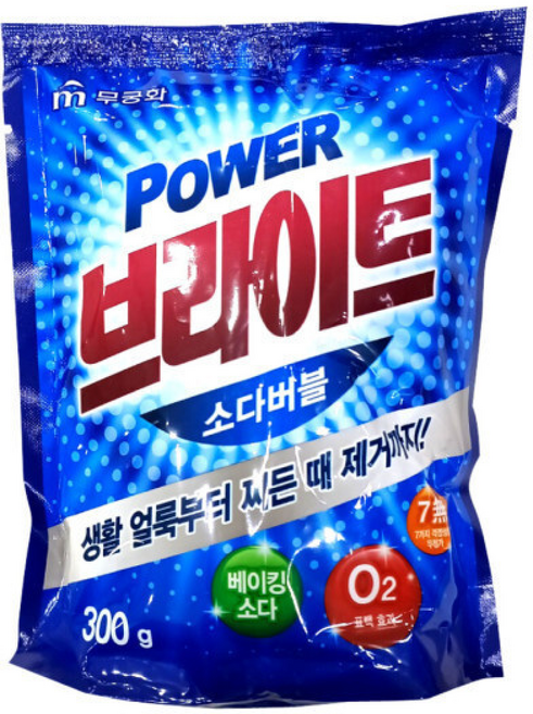 무료/무궁화/브라이트 /가루 찌든때 세제/의류/섬유/산소계 표백제 함유/판촉물/세탁/업소용, 300g, 40개