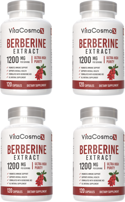 VitaCosxmoX 비타코스모엑스 베르베린 Berberine HCI 1200mg, 4개, 120정