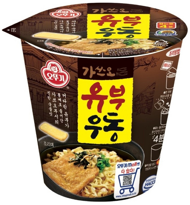 오뚜기 가쓰오 유부 우동 컵 62g, 3개