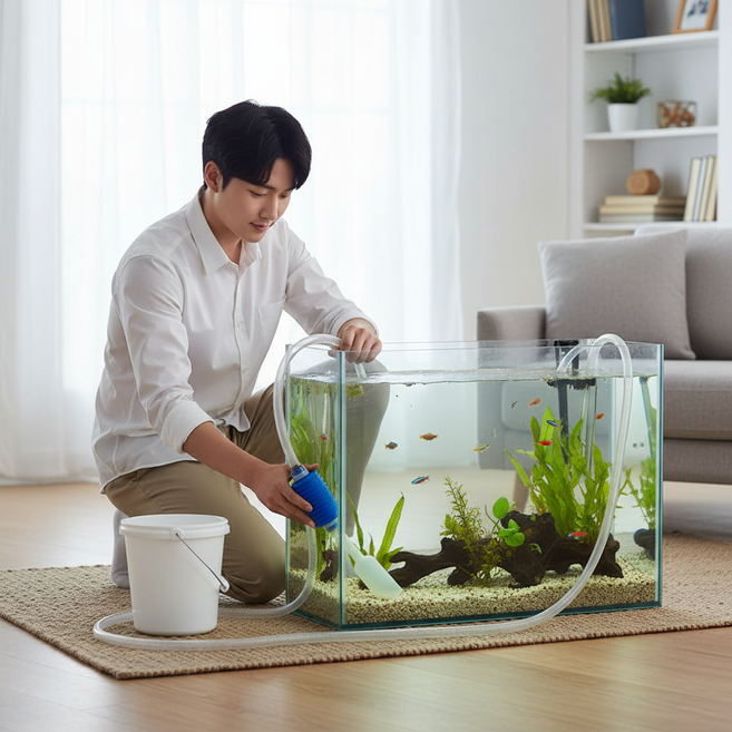 어항 물갈이 사이펀 자동 배수기 관상어 수조 청소 도구 바닥재 오물 제거기, 어항사이펀청소기, 1