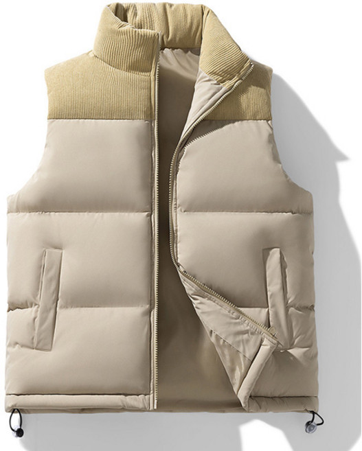 스토리원 JG-FWJK037 남녀공용 코듀로이 배색 패딩조끼