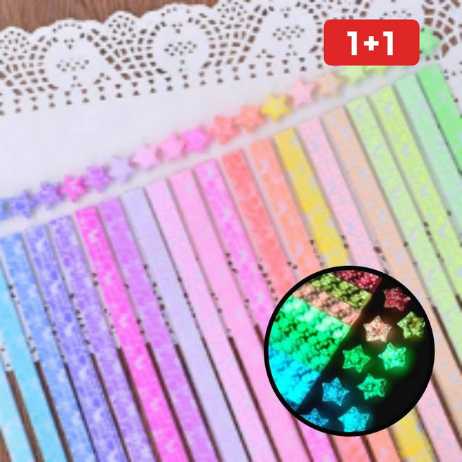 1+1 형광 별접기 종이 만들기 야광 색종이 접기 별종이 약30매, 상세페이지 참조, 상세페이지 참조