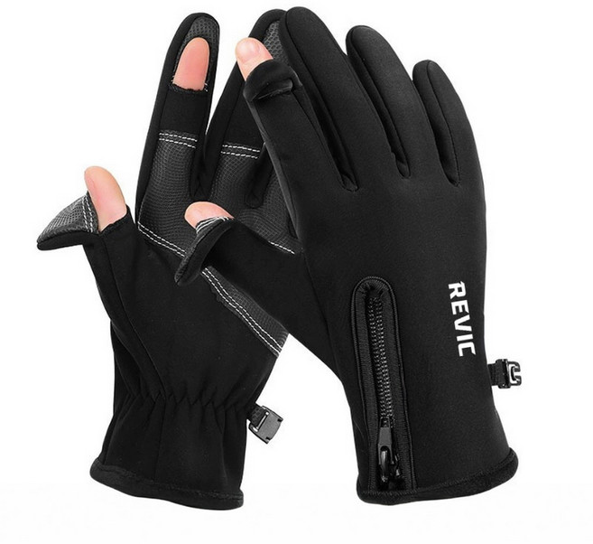 REVIC 오토바이 배달 장갑 터치 방한 글러브, 블랙