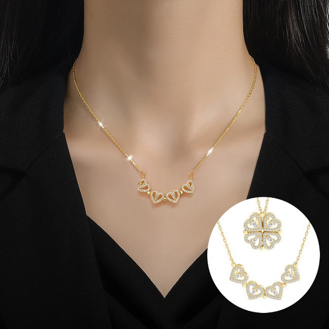 데일리통상 14k 18k 유니크 네잎클로버 금 여자 목걸이