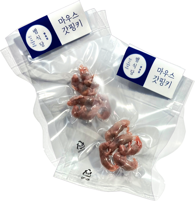 냉동마우스 갓핑키세트 10마리 1g [진공포장] 뱀식당 먹이용쥐 뱀먹이 냉동쥐