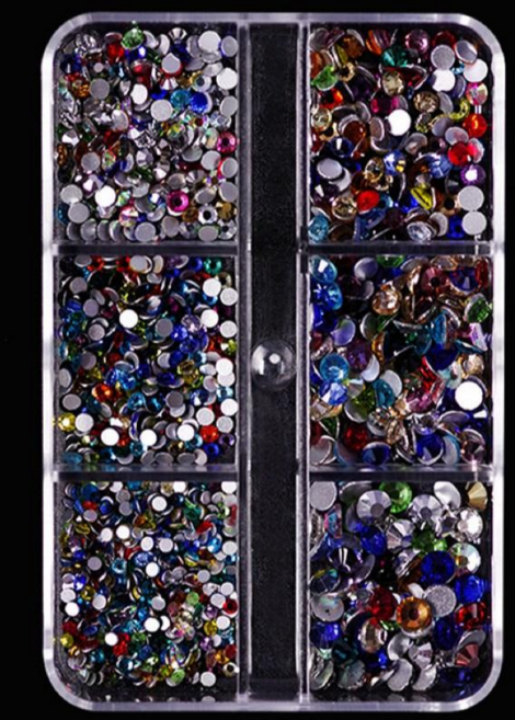티이엠 네일 큐빅 평스톤 V스톤 오로라 평스톤 자개 1세트(6size), 1개, 108 실버믹스컬러평스톤