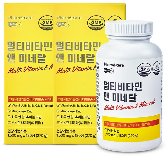 [서울약사신협] 멀티비타민앤미네랄 1 500mg, 180정, 2개 - 쿠팡