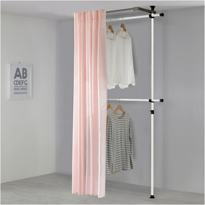 [왕자행거] 왕자 심플2단커튼행거_플레인 슈가핑크_450(PP), 상세 설명 참조