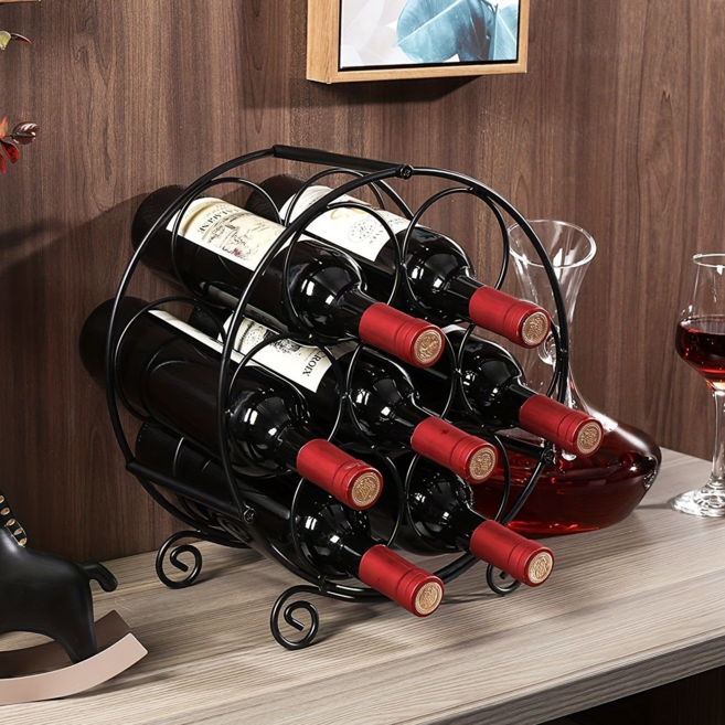 GAPINO 모던 디자인 와인 선반 레드와인 거치 수납장, 1개, 블랙