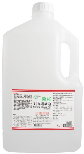 醫強 酒精 75% 酒精液 4000ML, 1個, 【醫強】75%酒精液-4000ml