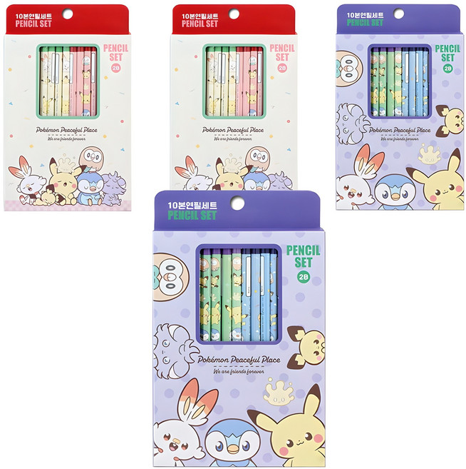 포켓몬 10본 연필 세트 2B, 혼합색상, 4세트