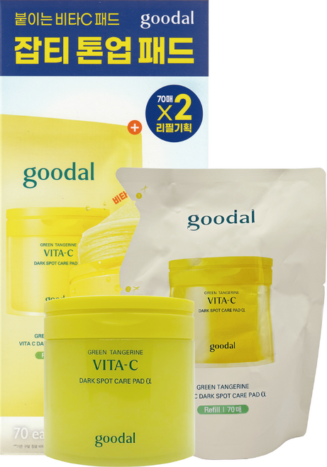 구달 청귤 비타C 잡티케어 패드 70매+70매 리필기획세트, 1개, 160ml