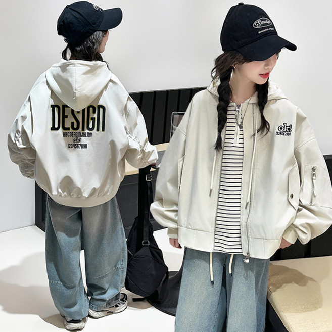 비비키드 여아 봄 가을 초등생 외투 초중생 코트 주니어 상의 ok 영문 바람막이 외투(775046)