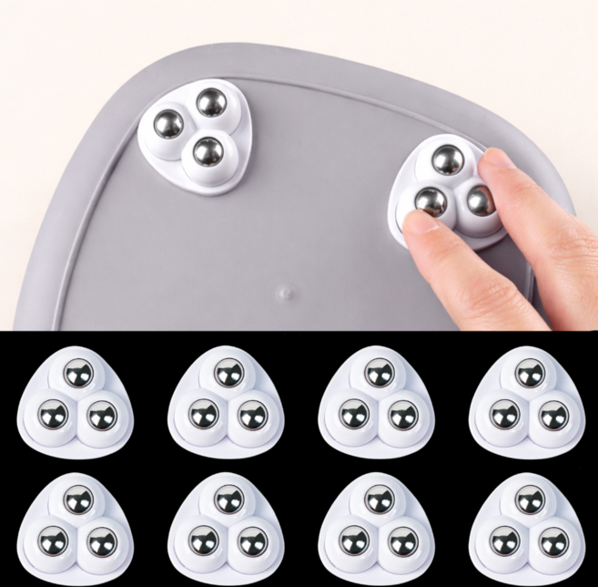 무아랑 자유회전 튼튼지지 접착식 바퀴 3구, 8개, 화이트