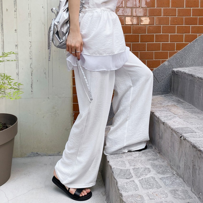 잇진 여성 찰랑찰랑 시원한 쿨링 요루 밴딩 와이드 팬츠