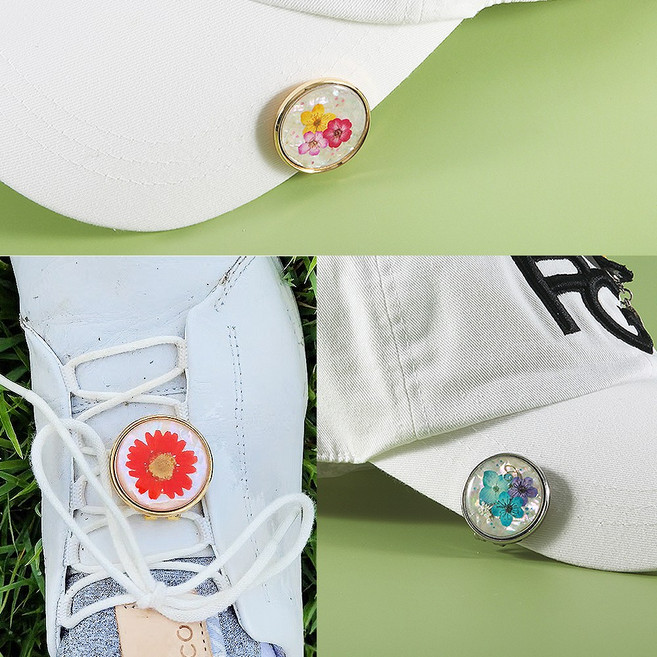 프레스코21 골프 볼마크 원형 볼마커 필드용품 자석클립 악세서리 압화 만들기 레진 아트 공예, 자개명판추가(기본+자개), 포함, 실버