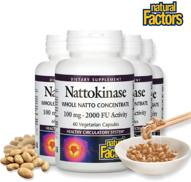네추럴팩터스 4세트 나토키나제 효소 100mg 60베지캡슐 나토키나아제 낫또 키나제 낫토, 4개 - 쿠팡