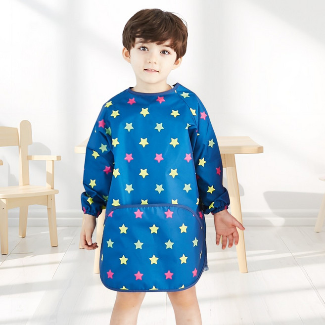 엘리몽 긴소매 유아 미술가운 앞치마 해피스타, 해피스타 네이비