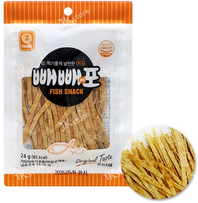 한진식품 빼빼포 오리지널 빼빼어포 추억의 간식 주전부리 맥주 안주 쥐포, 24g, 15개