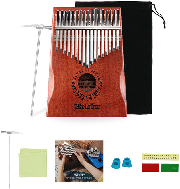 MELODIC 마호가니 칼림바 17음계 벨벳케이스 세트, 1개