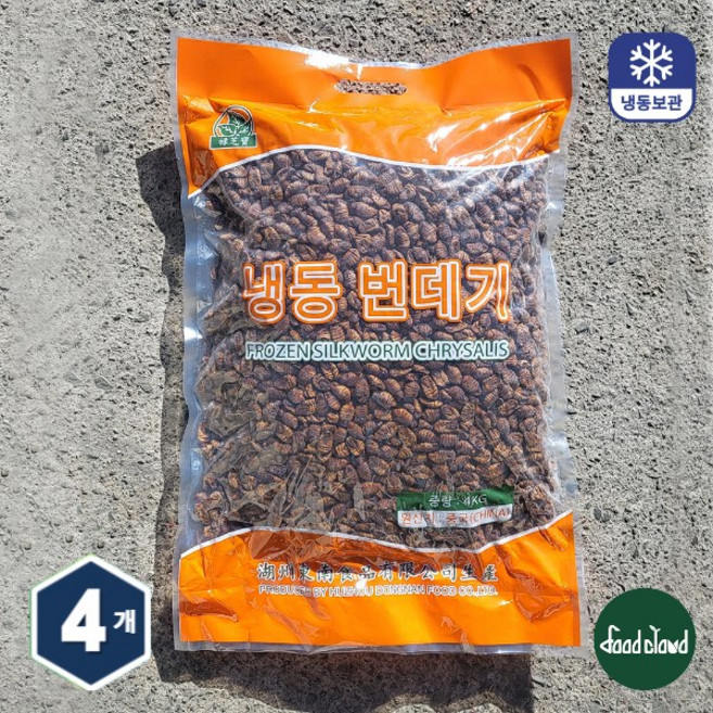 냉동 번데기 무염 무첨가 고단백 단백질 대용량 술안주 영양 간식 저칼로리, 4kg, 4개