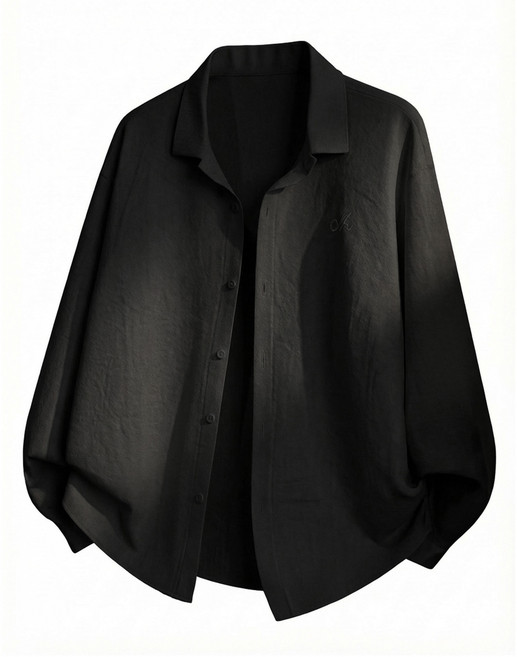 【高級感Cleanfit】男士襯衫 長袖襯衫 寬鬆襯衫 高街襯衫 純色襯衫 微褶設計 春款上衣 外穿內搭皆宜